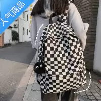 封后新品ins夏季书包女大学生背包原创棋盘格设计初中生轻便双肩包学生书包