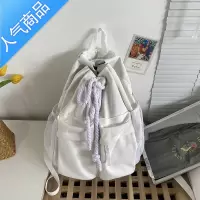 封后日系chic风双肩书包原创小众大容量帆布抽绳情侣学生背包男ins潮书包学生