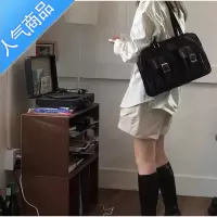 封后[REコンテナ] 小众设计双口袋大容量手提包韩版街头百搭单肩包包女斜挎包
