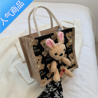 封后夏季包包2022网红小挎包ins手提袋亚麻布袋女外出手拎饭盒便当包女斜挎包