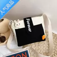封后ins日系百搭帆布小包2022新款小清新软妹学生卡通潮流单肩斜挎包女斜挎包