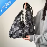 封后小众设计大容量包包女2021新款时尚百搭日系牛仔斜挎包格子托特包