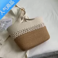 封后夏天小众草编包包女2022新款潮棉线编织包沙滩包大容量单肩篮子包女包