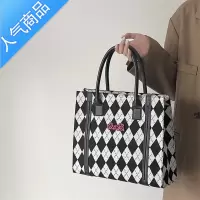 封后大容量托特包包女2022新款百搭帆布菱格手提单肩包通勤质感斜挎包
