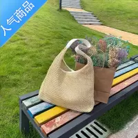 封后ins法式草编包2022新款文艺复古大容量单肩包度假藤编水桶托特包