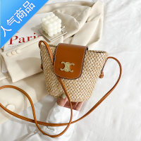 封后迷你小包包女2022新款凯旋门草编包耳机包时尚编织水桶包斜挎小包女包