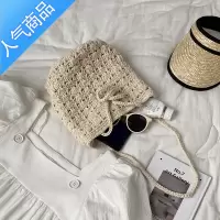 封后韩国镂空编织包女2022新款圆筒包海边沙滩度假法式手提单肩水桶包女包
