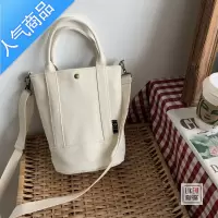 封后自制日系原创水桶型托特帆布包简约百搭文艺小单肩手提斜挎包男女
