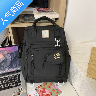 封后日系ins风书包女初中学生高颜值少女背包简约出游韩版手提双肩包学生书包