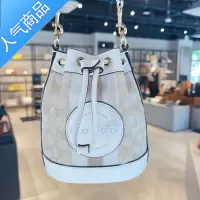 封后新款单肩斜挎手提女包印花帆布抽绳迷你水桶腋下麻将手拎零钱小包