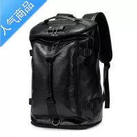 封后大容量双肩包男士多手提旅行包潮牌轻便皮质户外圆桶背包鞋位旅行包男女