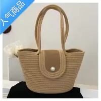 封后绳编大容量法式小众编织手提包休闲女学生菜篮单肩草编水桶托特包女斜挎包