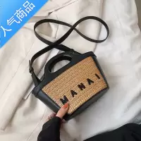 封后夏季编织包包女2022新款时尚草编拼接手提斜挎包迷你菜篮子沙滩包手提包