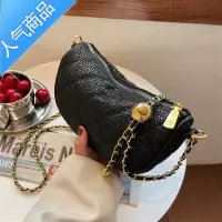 封后轻奢感包包女2022新款潮时尚小金球链条斜挎包小众菱格马鞍包女斜挎包