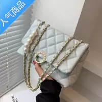 封后包包2022新款珍珠菱格单肩斜挎包小众质感百搭链条腋下小方包女斜挎包