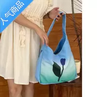 封后 2022新款蓝色郁金香原创自制小众设计单肩托特腋下包女女斜挎包