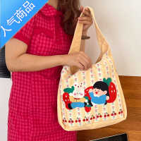 封后 原创小众设计可爱樱桃学生上课大容量单肩帆布腋下包女女斜挎包