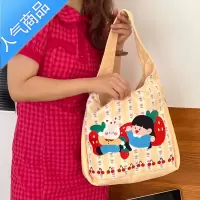 封后 原创小众设计可爱樱桃学生上课大容量单肩帆布腋下包女女斜挎包