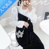 封后2022新款花朵包可爱手工珠珠串珠儿童包diy手工日韩花卉珍珠女包女斜挎包
