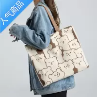 封后帆布包女可爱大学生上课单肩包通勤大容量包包小众拉链挎包手提袋女斜挎包