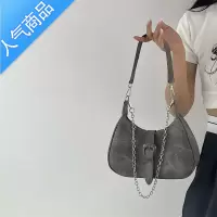 封后小众帆布腋下包包女2022新款质感新月包复古百搭链条单肩包