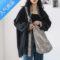 封后包包女复古英文报纸秋冬单肩包大容量日系潮2021新款时尚帆布斜跨