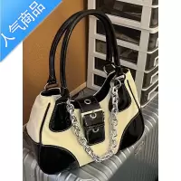 封后中古甜酷漆皮帆布腋下包包女2022新款时尚金属链条辣妹百搭单肩包