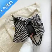 封后小众设计包包2021新款潮休闲蝴蝶结女包格子单肩包复古百搭斜挎包