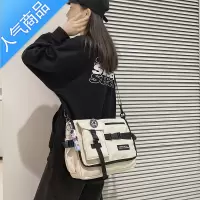 封后帆布斜挎包男潮牌时尚休闲单肩包学生上课轻便大容量ins工装包包单肩包男