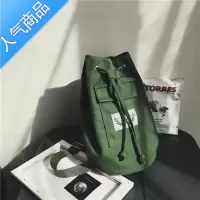 封后帆布斜挎包男士学生韩版ins潮牌嘻哈日系休闲简约圆筒小单肩包女单肩包男