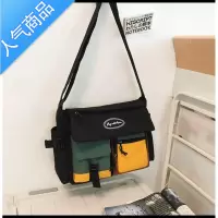 封后斜挎包男潮牌2022新款日系男学生背包大容量帆布邮差包休闲单肩包单肩包男