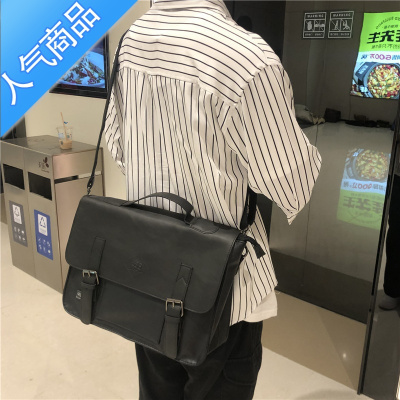 封后threebox韩国日系男士手提包复古商务单肩包女斜挎文件公文电脑包