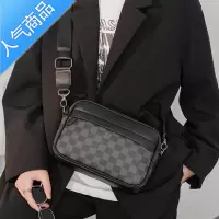 封后潮牌新款男休闲格子包单肩斜挎包韩版时尚小方包背包男包斜挎包男