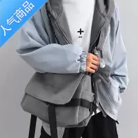 封后香港斜挎包男ins2022新款大容量男士包包帆布邮差包男单肩包日系单肩包男