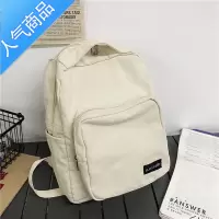 封后森系复古纯色百搭简约书包女高中大学生古着感双肩包旅行帆布背包学生书包