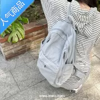封后做旧设计 ins风校园双肩包 垂感水洗帆布书包 大容量小众背包学生书包