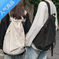 封后书包女大学生韩版不规则设计感森系ins风帆布大容量百搭双肩包男学生书包