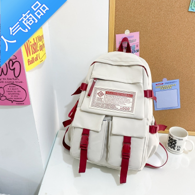 封后书包女初中生简约大容量背包新款日系旅行高中学生防水双肩包潮牌学生书包