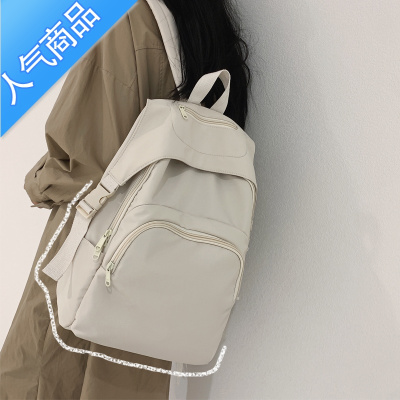 封后ins原创小众设计书包女韩版大学生日系背包初中大容量纯色双肩包学生书包