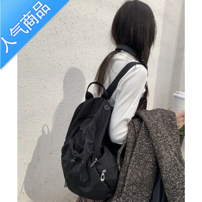 封后韩系抽绳小众设计搭配款简约实用率超高多口袋百搭休闲双肩书包学生书包