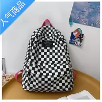 封后潮牌ins格子2022新款书包女初中生背包日系原宿休闲高中生双肩包学生书包