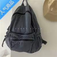 封后这个藏郁蓝我先冲了 纯色百搭大容量双肩包书包帆布学生原创小众学生书包