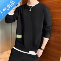 喻娄男士卫衣韩版潮流秋季ins圆领假两件上衣服男男装宽松无帽长袖t恤T恤