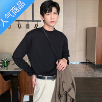 喻娄美式半高领t恤男长袖春秋季薄款打底衫ins内搭感小领口上衣服T恤