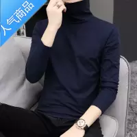 喻娄长袖t恤男士秋季大码中高领棉T恤青年新款百搭上衣打底衫秋衣外穿