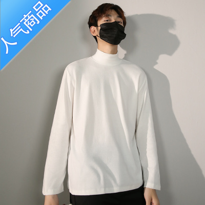 喻娄半高领秋季德绒打底衫男潮内搭卫衣加绒冬季中领男士加厚长袖T恤