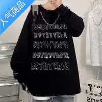 喻娄美式高街长袖T恤男春秋ins潮牌小众设计嘻哈宽松字母印花百搭上衣