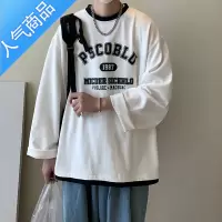 喻娄长袖男宽松复古港风t恤潮流百搭男秋装2022新款上衣春秋薄款卫衣T恤