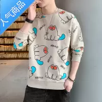 喻娄2022新款卫衣男潮牌春秋季宽松长袖T恤男士卡通体恤青少年秋衣服