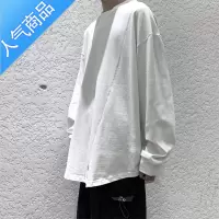 喻娄秋季长袖t恤男潮流百搭宽松春秋上衣潮牌ins美式复古薄款圆领卫衣T恤